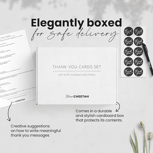 100 Pieces of Black Thank You Cards, Two Thank You Notes Designs, 4x6 Inch Thank You Card, Elegant Thank You Cards Baby Shower, Thank You Cards With Envelopes Bulk with 120 Stickers, Free Pen. - Image 4