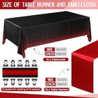 Breling 16 Pack Black and Red Tablecloths and Satin Runners Set - Image 2