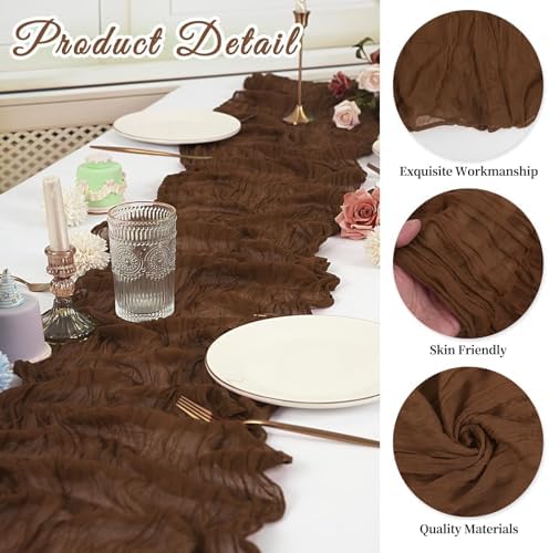 20 Pack Cheesecloth Table Runner 17 x 108 Inch, Brown - Image 3