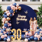 Gallety 7.2FT Navy Blue Round Backdrop Cover with Oh Baby Decal, Size Adjuster, Universal Fit for 5-7.2ft Circle Stand, Polyester Fabric Arch Cover for Wedding, Birthday Party, Photography Decor - Image 6