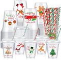 FoldTier 60 Set Christmas Cups 14 oz with Lids Straws Red Green by FoldTier