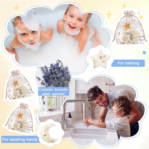 50 Set Baby Shower Soap Favors Moon and Star Bath Soaps, White - Image 3