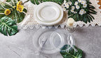 FULING 175 PCS Clear Party Supplies Disposable Dinnerware Set Plastic Plates and Paper Napkins Cups Silverware Serve 25 Sets for Birthday Bridal Shower Wedding Engagement Graduation Parties - Image 5