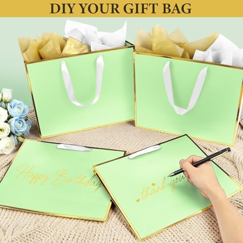 Addblu 24 Pack Light Green Large Gift Bags with Handles & 72 Tissue Papers - Image 5