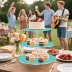J JOYSAY Turquoise Print Acrylic Cupcake Stand 3 Tier Dessert Table Display Set Clear Cake Stands for Party Wedding Baby Shower Decorations Easy Assembly Pastry Tower - Image 6