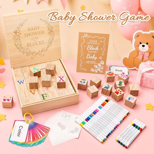 VISCOO 138 PCS Baby Shower Blocks Game Set for Guest,Game Sign Decorations - Image 3