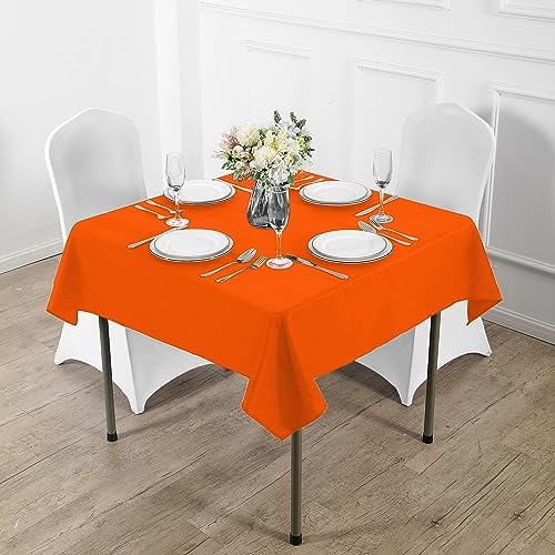Fokitut 2 Pack Waterproof Square Tablecloth, 90x90 Inch, Stain Resistant and Wrinkle Polyester Table Cloth, Fabric Table Cover for Kitchen Dining, Wedding, Party, Holiday Dinner-Orange - Image 5