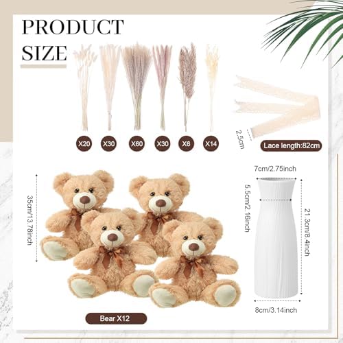 Canlierr 12 Sets Baby Shower Centerpieces Bear Vase Pampas,Ceramics,Boho - Image 2