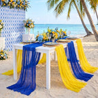 6 Pcs Blue Yellow Party Decorations Amalfi Coast Table Runner - Image 4