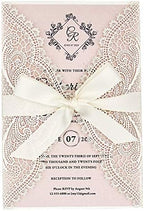 25-Pack White Lace Laser Cut Wedding Invitation with RSVP Cards, Blush Pink Shimmer Invitation Cards for Wedding/Sweet Sixteen/Bridal Shower/Birthday Party - Image 6