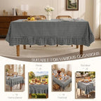 Romanstile Gingham Ruffled Tablecloth Rectangle, 60 x 102 Inch, Black - Image 6