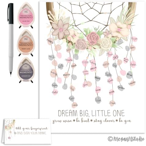 11x14 Dreamcatcher Fingerprint Poster Baby Shower Guestbook Alternative - Image 6