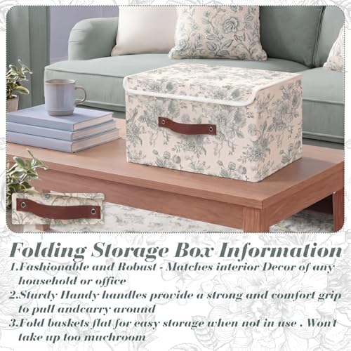 2 Pack Sage Green Floral Storage Bin with Lids, 15x10x10 Inch - Image 5