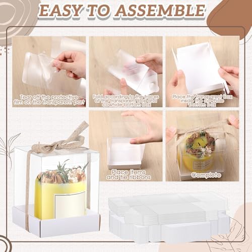 36 Set 3.5x3.5x4 in Candle Gift Package Transparent, White, 24 Set - Image 3