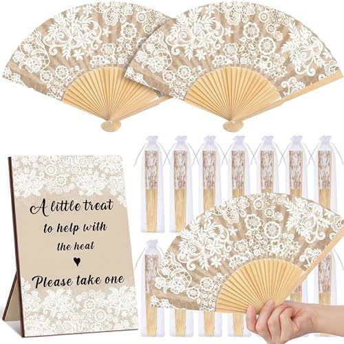 Leinuosen 51 Pcs Wedding Favors for Guests Bulk Vintage Lace Paper Fans by Leinuosen