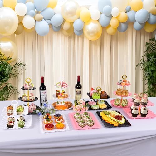 12-Pack Dessert Table Display Set, 6 Cupcake Stands and 6 Dessert Trays, Plastic Dessert Display Stands and Cake Stand, Treat Table Displays Set for Wedding, Baby Shower, Tea Party (White) - Image 5