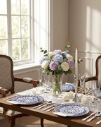 Hioasis Blue Plastic Plates, Floral Disposable Plates, 60 Pcs for 30 Guests - Image 2