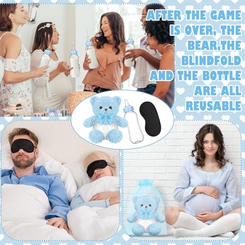 6 Sets Bottle Chug Baby Shower Games Blue Bear - Image 3