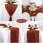 35x157 Inch Terracotta Cheesecloth Table Runner Fall Boho Wedding Decor - Image 5