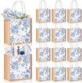 Abbylike 12 Pcs Floral Gift Bag Small Flower Tote Bag,Blue Flowers by Abbylike