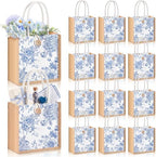 Abbylike 12 Pcs Floral Gift Bag Small Flower Tote Bag,Blue Flowers by Abbylike