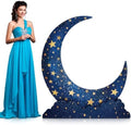 Leinuosen 5 ft Blue Star Moon Starry Night Party Decorations Crescent Moon Cardboard Stand up Cutout Large Life Size Twinkle Little Backdrop Prom Photo Prop Standup for Movie Night Birthday Homecoming by Leinuosen