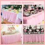 Suppromo 9ft Pink Tulle Table Skirt for Rectangle Tables or Round Tables Tutu Table Cloths for Princess Baby Shower Girl Birthday Party Cake Dessert Decorations(L9(ft)*H 30in, Pink) - Image 4