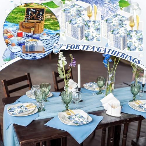 Potchen 100 Pcs Linen Feel Napkins Disposable, Hydrangea - Image 5