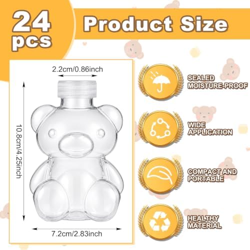 24 Set Graduation Cap Bear Jars Graduation Candy Boxes Containers Plastic Clear Bear Jars with Black Grad Cap and Tassel Grad Gifts Bulk for Party Favors Decorations (200 ml,Clear Eyes) - Image 3