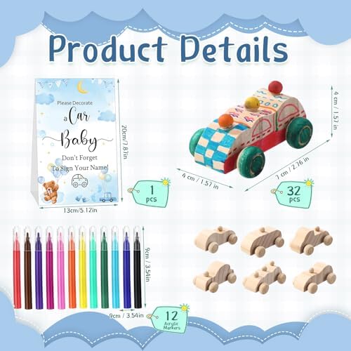 WinnerWhy Baby Shower Games Decorate a Car Craft Kit, Blue Bear - Image 2