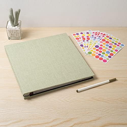 Large Photo Album Self Adhesive for 4x6 8x10 Magnetic Scrapbook Album DIY 60 Black Sticky Pages Linen Cover Photo Album(Grass Green) - Image 6