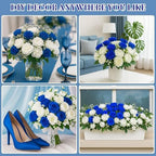 Geosar 8 Bundles Artificial Peonies Flowers,Royal Blue, White - Image 5