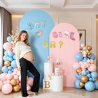 Set of 2 Arch Backdrop Cover 7.2FT, 6FT Pink Blue and Boy or Girl Decal Sign - Adjustable Spandex Balloon Arch Stand Covers for Wedding Birthday Baby Shower Gender Reveal Banquet Decoration - Image 5