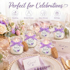 MTLEE 20 Pcs Purple Floral Wedding Candle Favors Lavender Bridal Shower Gifts for Guests Soy Wax Candles with Glass Jar Bridesmaid Proposal Gifts for Wedding Bachelorette Bridal Shower - Image 3