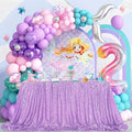 Lilac Sequin Tablecloth 60"x102" Lavender Glitter Mermaid Tablecloth by QueenDream