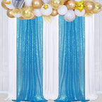 Poise3EHome Turquoise Sequin Backdrop Curtains,4 Panels 2FTx8FT Glitter Background for Party Birthday Party Baby Shower Wedding Christmas Thanksgiving Halloween Holiday Festival Decor - Image 3