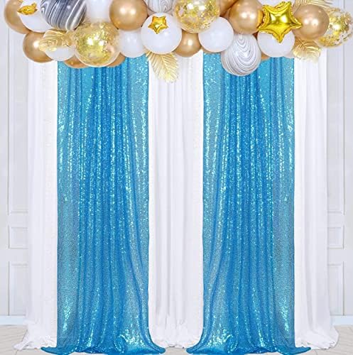 Poise3EHome Turquoise Sequin Backdrop Curtains,4 Panels 2FTx8FT Glitter Background for Party Birthday Party Baby Shower Wedding Christmas Thanksgiving Halloween Holiday Festival Decor - Image 3