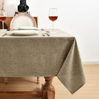 Fitable Faux Linen Table Clothes Rectangle 60 x 120 Inch - 2 Pack Khaki Tablecloths for 8 Foot Tables, Faux Burlap Kitchen Table Covers for Dining, Party, Farmhouse, Banquet, Buffet - Image 3