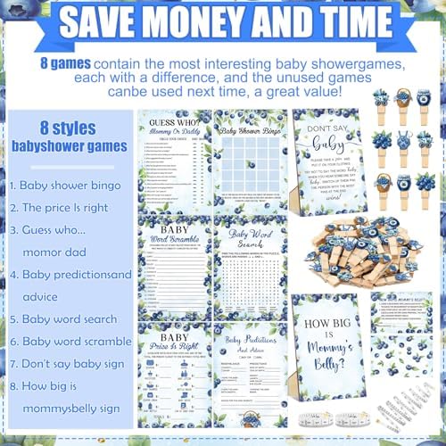 Funnymoom 426 Pcs Blueberry Baby Shower Games Decorations, 8 Game Set - Image 4