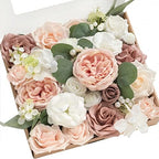 Ling's moment Fake Flowers Box, Dusty Rose & Pale Peach Grand Combo by LingsMoment
