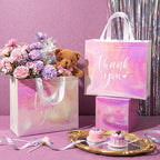 Sweetude 30 Thank You Non Woven Gift Bag, 11 x 12 x 5 Inch, Laser Pink - Image 3