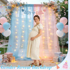 Ledido 10×8ft Pink Blue Tulle Backdrop Curtains with Light(4 Panels 5×8ft) - Image 6
