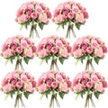 Geosar 8 Bundles Artificial Peonies Flowers,Russet Red, Light Pink by Geosar