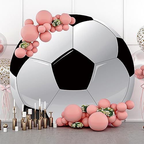 Renaiss 7.2x7.2ft Soccer Round Backdrop Covers for Photoshoot Boy Girl Kids Portrait Football 3D Printing Circle Photography Background Baby Shower Birthday Fans Events Party Decors Photo Booth Props - Image 2
