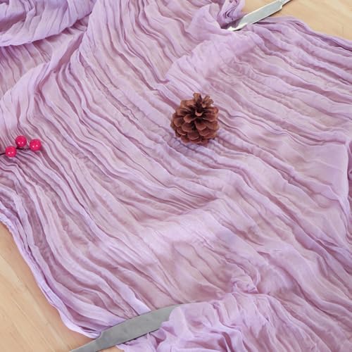 8 Pack Lilac Purple Cheesecloth Table Runner 120 Inch Boho Wedding Decor - Image 6