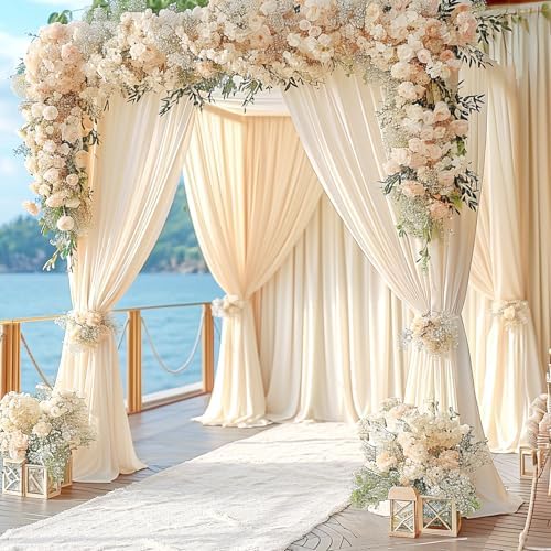 8 Panels Champagne Backdrop Curtain for Baby Shower Wrinkle Free 40ft x 10ft Backdrop Drapes Panels for Parties Wedding Bridal Shower Birthday Photo Photography Fabric Background Decoration - Image 4