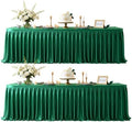 2 Pack 6ft Green Satin Tablecloths for Rectangle Tables Spandex Table Cover by PartyTalk