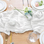 Wokceer Cheesecloth Table Runner Ivory 10FT Boho Gauze Runner, 12 Pack - Image 5