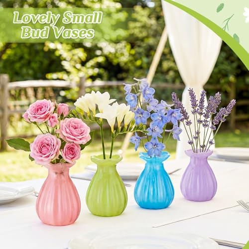 12 Pieces 3.5 Inch Glass Bud Vase Mini, Multicolor - Image 6