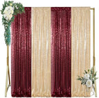 ShinyBeauty Sequin Backdrop 4 Panels 2x8FT Burgundy Gold for Wedding Party by ShinyBeauty